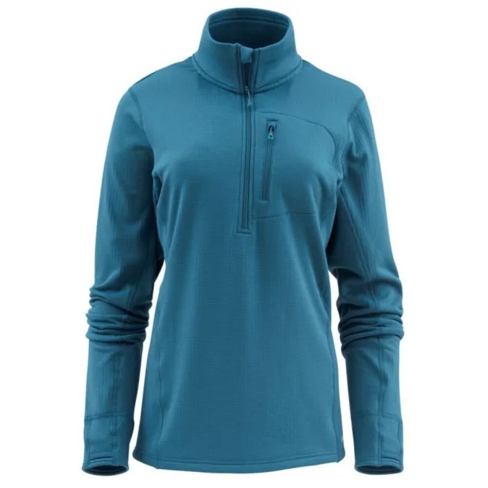 Simms Fishing Women's Fleece Lined Midlayer 1/2 Zip Half Medium Blue